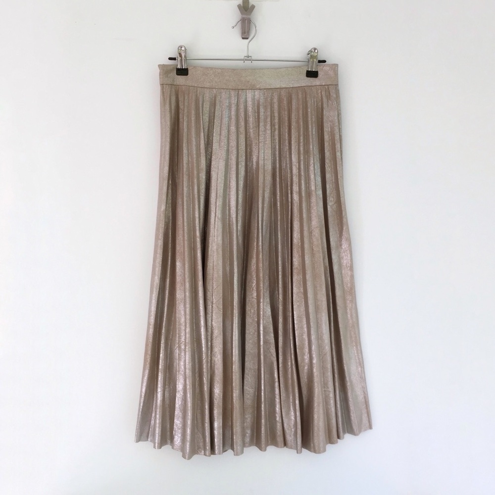 zara finely pleated metallic midi skirt - Picture 3 of 8